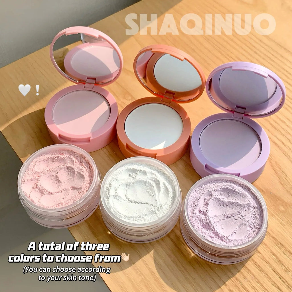 SHAQINUO Dual-effect Light and transparent Powder Compact Touch-ups, Concealer, contouring, swelling, blush, brightening, high-g