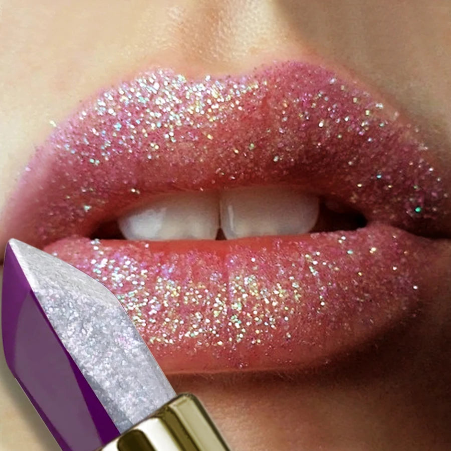 1PC Purple Glitter Two-tone Lipstick Red Rose Shimmer Lipsticks Cosmetics Easy to use  Lip Tint Korean Makeup Lip Glaze Gifts