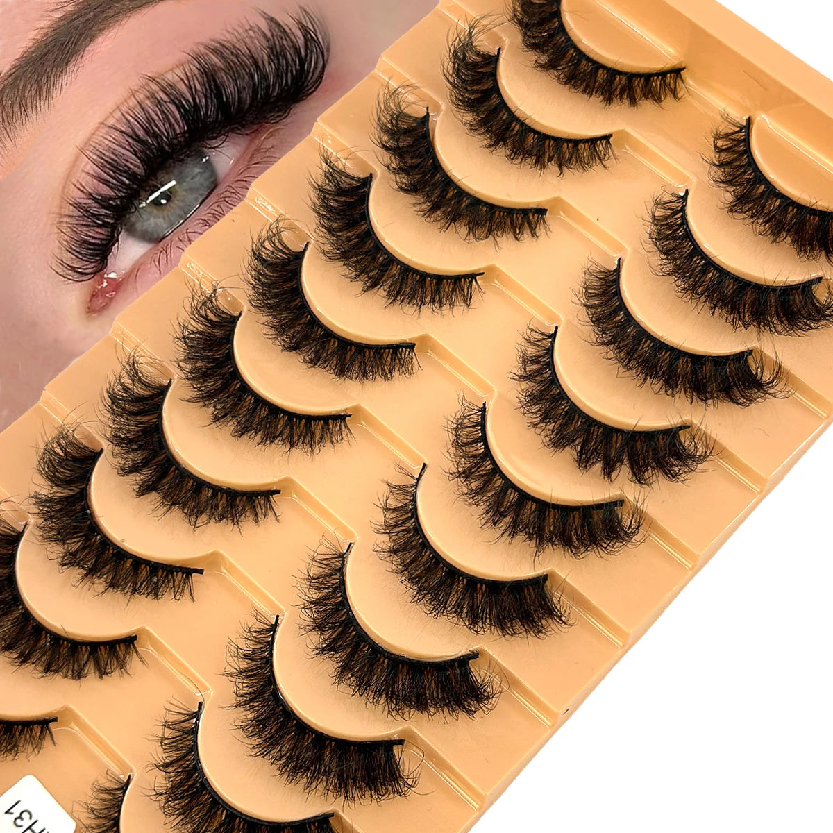 10 pairs of Russian striped eyelashes fluffy artificial mink eyelashes 3D fake eyelashes Russian curly eyelashes fake eyelashes