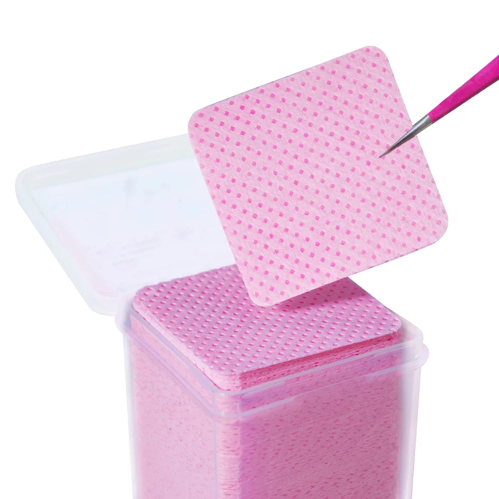200Pcs Pink Lint-Free Nail Polish Remover Wipes UV Gel Glue Nail Polish Removal Cotton Pads for Makeup Manicure Cleaning Tools