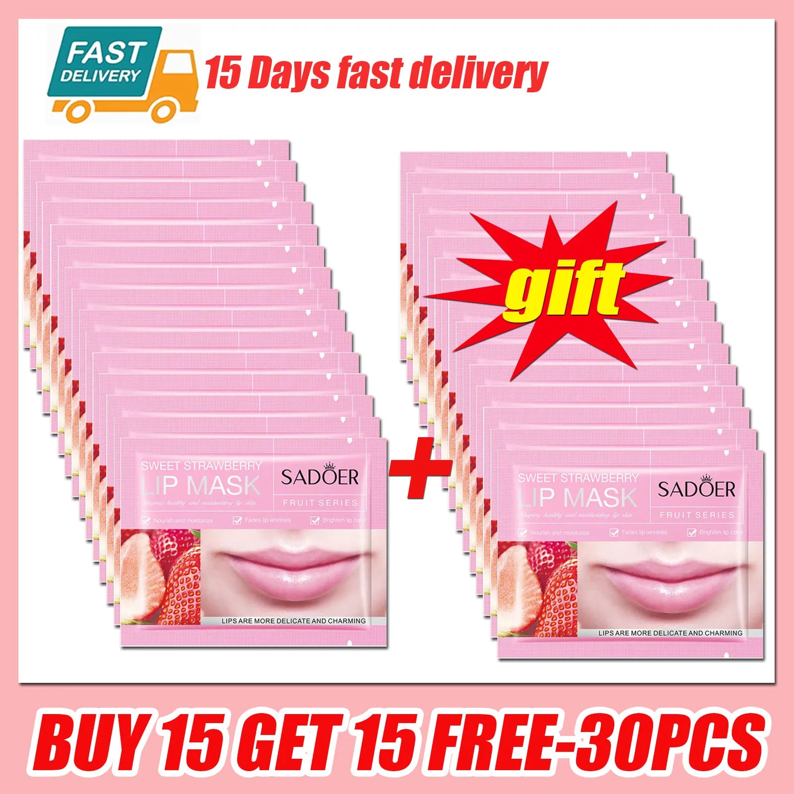 Collagen Lip Mask Strawberry Lip Sleeping Mask Moisturizing Hydrating Lip Balm Nourishing Lip Patches Lip Skin Care Products