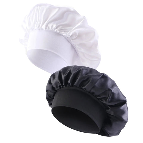 New Satin Wide Brim Nightcap Silky Bonnet Hair Wrap for Sleeping Sleep Cap With Elastic Soft Band Styling Cap Hair Wrapping Tool