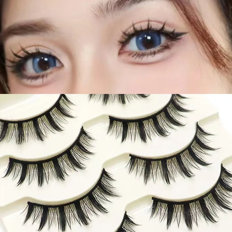 Natural Long Cosplay Makeup Cross Strip False Eyelashes Black Eye Lashes and Cat Eye Lashes 5pairs Mink Eyelashes Faux Cilios