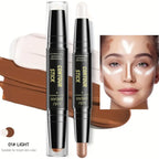 2pcs Dual-Ended Contour & Highlight Stick Set- Waterproof & Long-Lasting Dual-Purpose Concealer Highlighter Pen