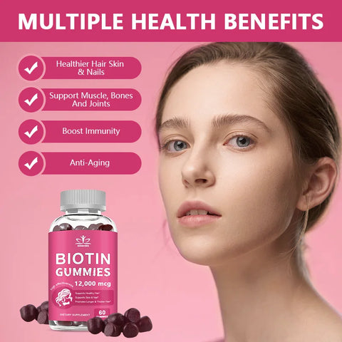 Collagen Gummies Biotin Gummies for Skin Care Health Nails Hair Growth Vitamins Collagen Protein Supplement