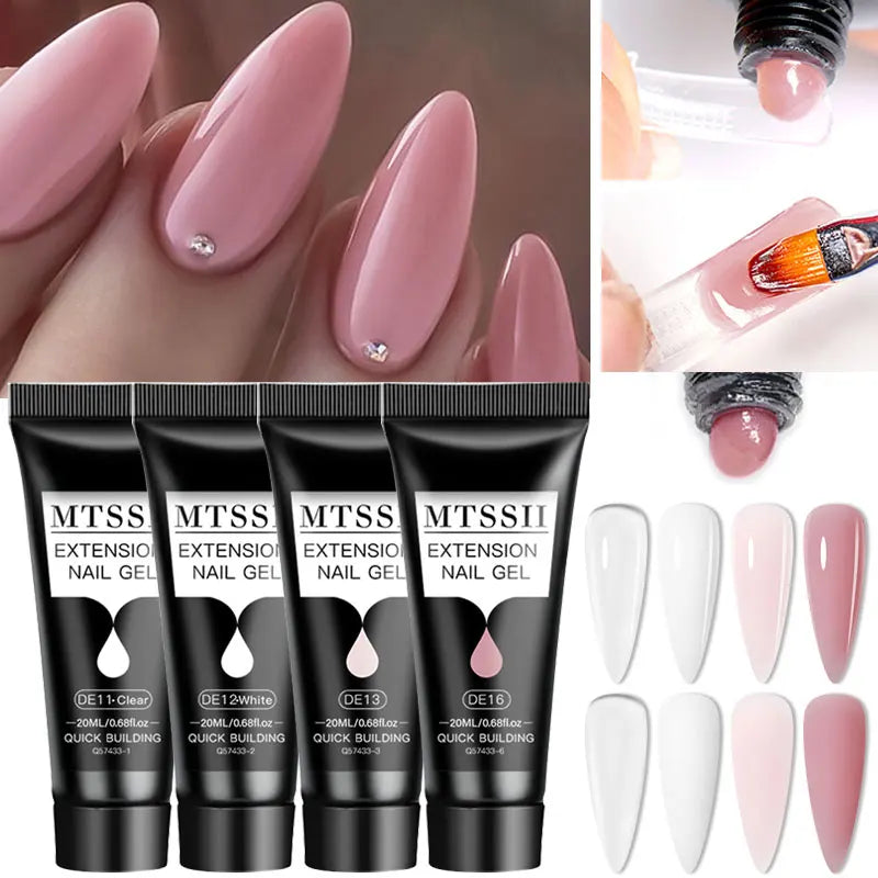 Mtssii 17PCS/Set 20ml Nail Extension Gel Set Builder UV Gel for Nails With 6W UV LED Lamp Nail Extension Tools Kit For Beginner