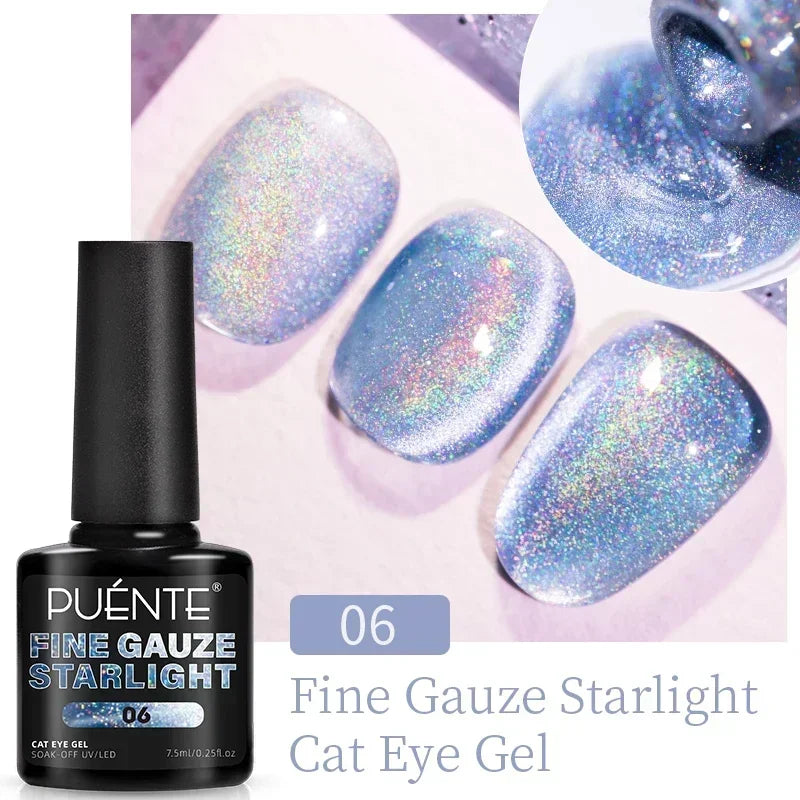 PUETNE 7.5ML Amber Moonlight Cat Magnetic Gel Nail Polish Winter Nails Jelly Glass Cat Eye Soak Off UV Semi-Permanent Varnish