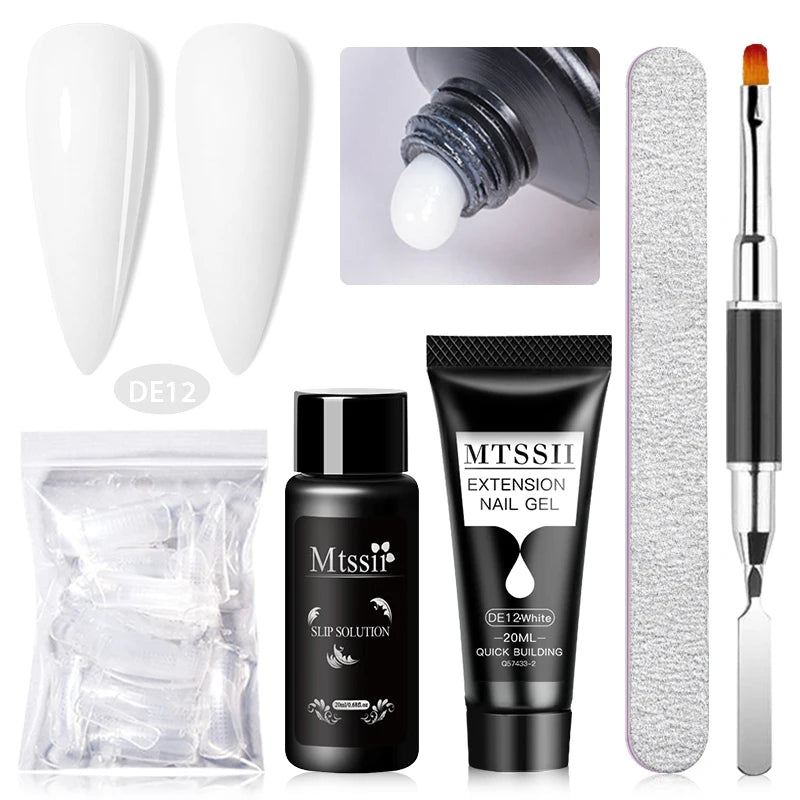 Mtssii 17PCS/Set 20ml Nail Extension Gel Set Builder UV Gel for Nails With 6W UV LED Lamp Nail Extension Tools Kit For Beginner