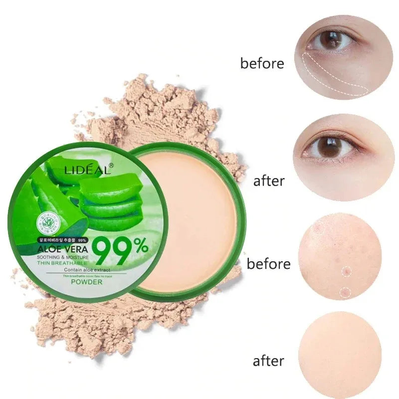 99% Aloe Vera Softening Powder Waterproof Moisturizing Concealer Foundation Fixed Make Up Oil Control Facial Brighten Cosmetics
