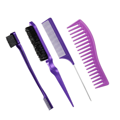 Hair Styling Comb Hair Brush Set, Teasing Edge Brush Rat Tail Comb For Curly/Straight/Wet/Dry/Long/Short Hair