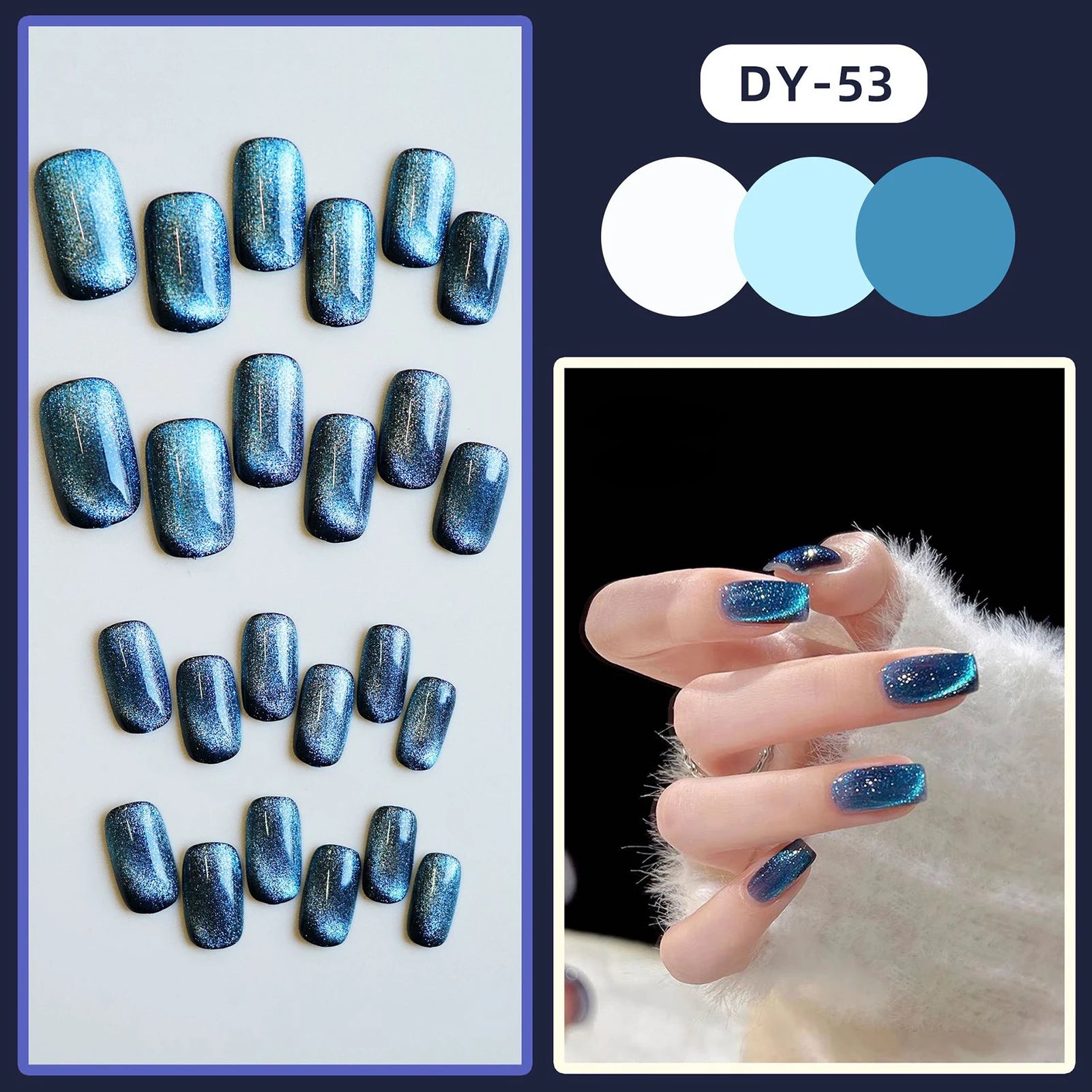 Red Cat Eye Fake Nails Coffin Head Shiny Korean False Nail Tips for Girl Lady Gifts Wearable Gradient Color Press on Nails 24pcs