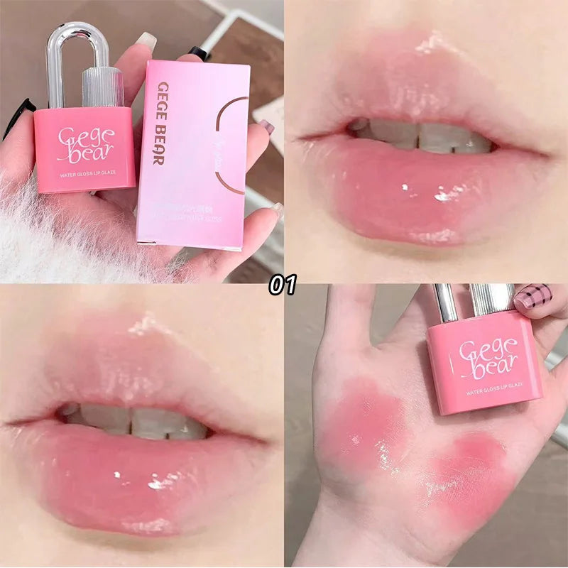 Gege Bear Lockheart Sweet Color Water-Gloss Lip Gloss-Vibrant Colors, Easy to Apply with Non-Long-Lasting Hydration