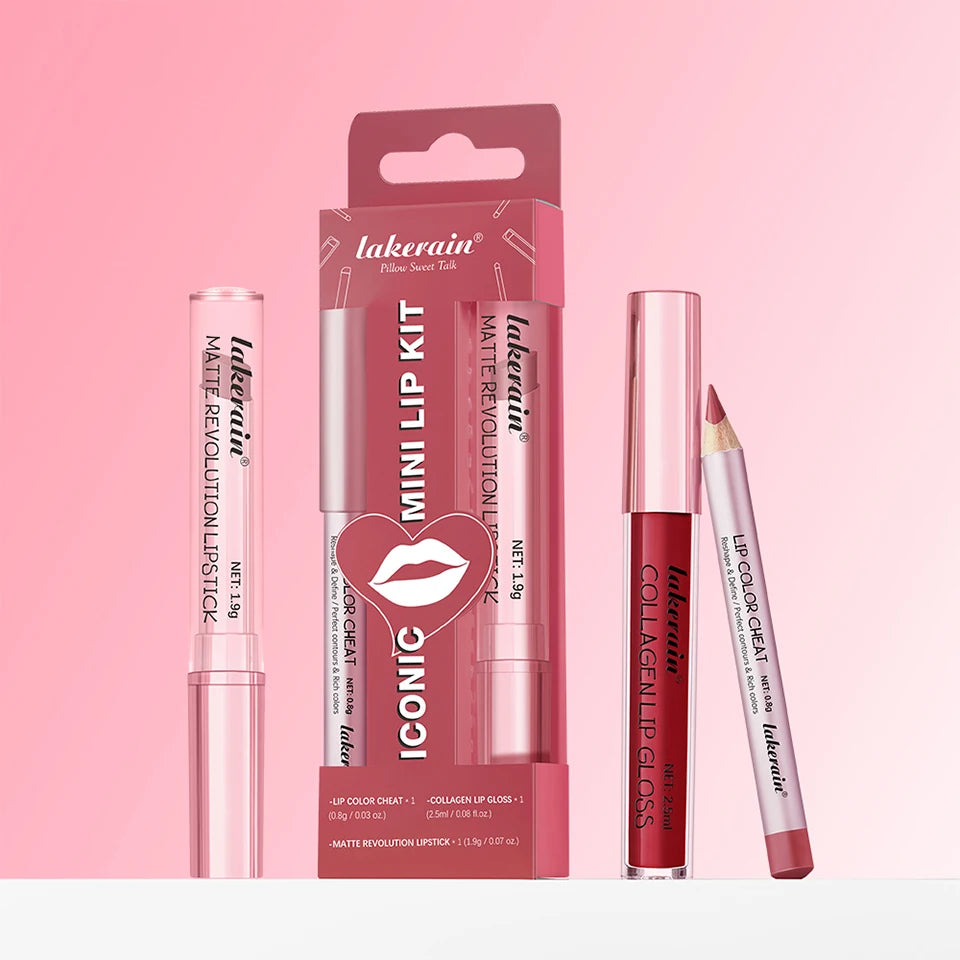 Waterproof Long Lasting Matte Black Lipstick Set Velvet Liquid Lip Gloss Lip Liner Set Red Stain Halloween Goth Makeup