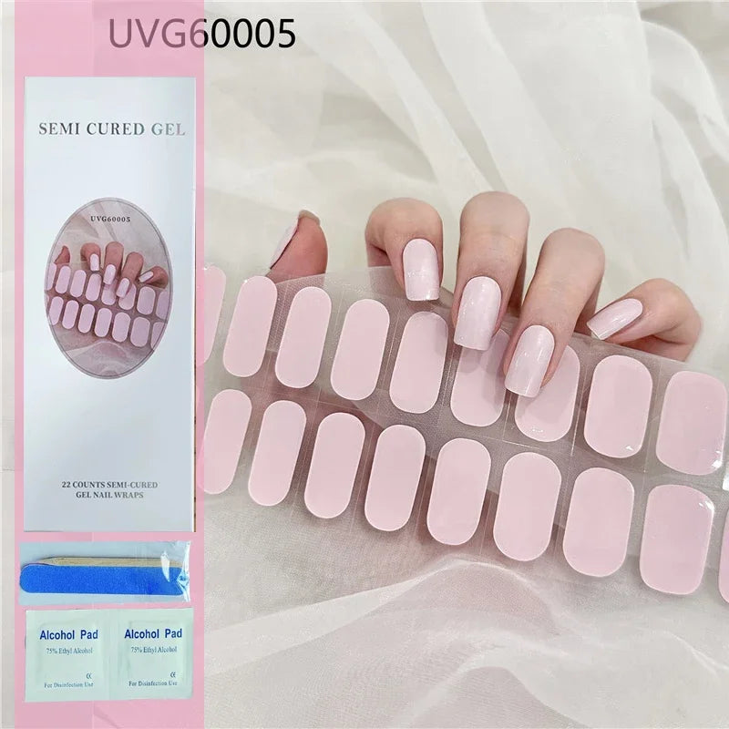 Leopard Semi-Cured Gel Nail Strips Simple Transparent Color Adhesive Long Lasting Gel Nail Stickers Harden In UV Lamp Need