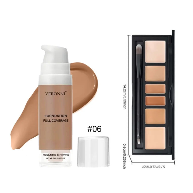 Beginner Makeup Set- Foundation, Concealer &Blush, Fresh Girly Glow,Quick Commuter Face Kit Smooth & Natural Finish, Lightweight