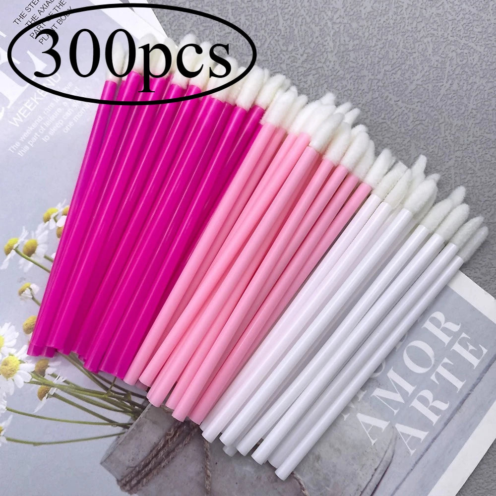 300pcs Lip Brush Eyelash Wands Applicators Disposable Lip Brush Lipstick Brush Lip Gloss Applicator Wands Makeup Beauty Tool