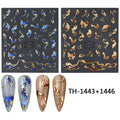 Nails Stickers Purple Blue Brown Ink Design Decals Gold Decorations Art Self-Adhesive Holographic Gel Slider Manicure Supplies