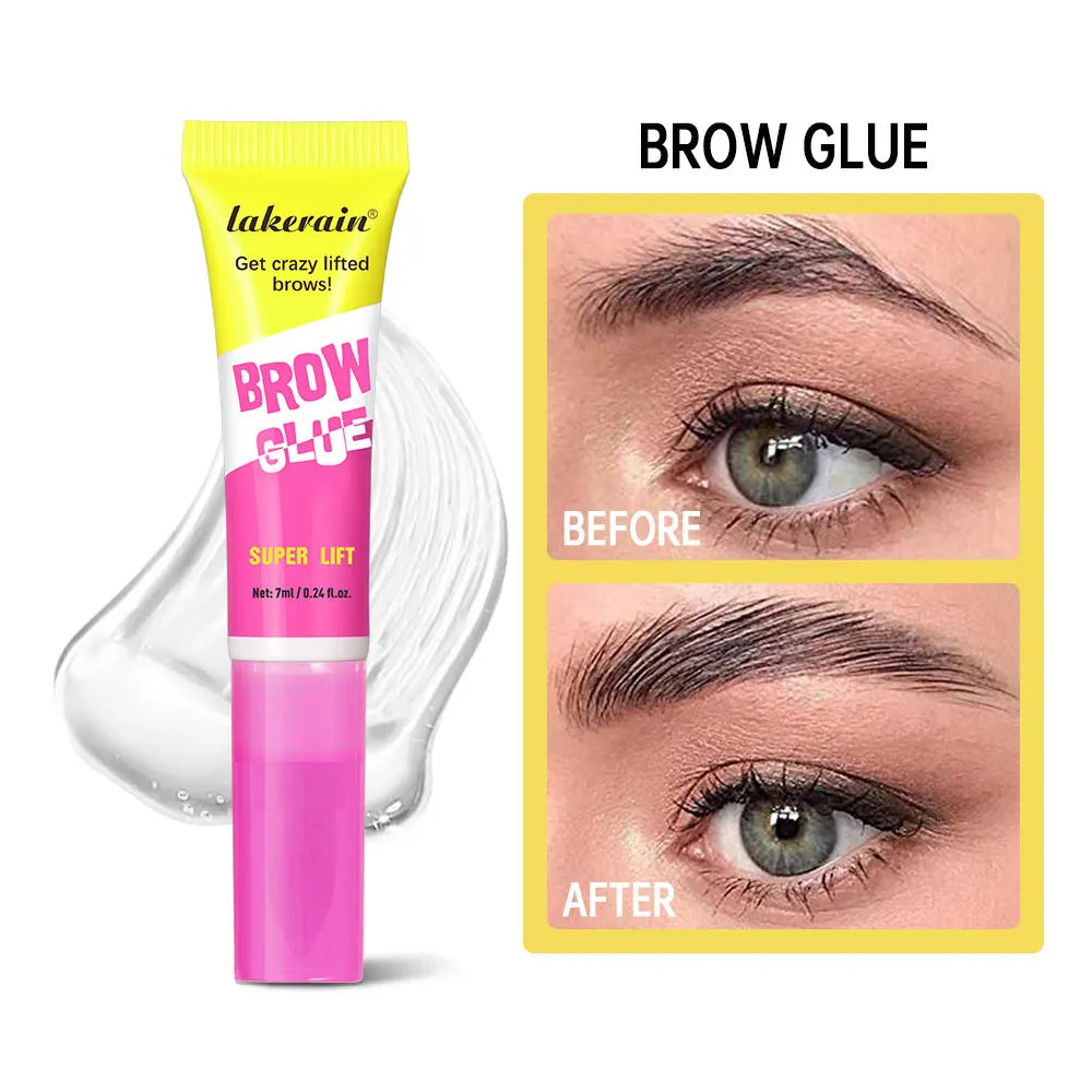 Super Lift Brow Glue Crazy Lift Brow Lamination Gel with Long-lasting Strong Hold & Built-In Styling Comb Clear Eyebrow Gel Make