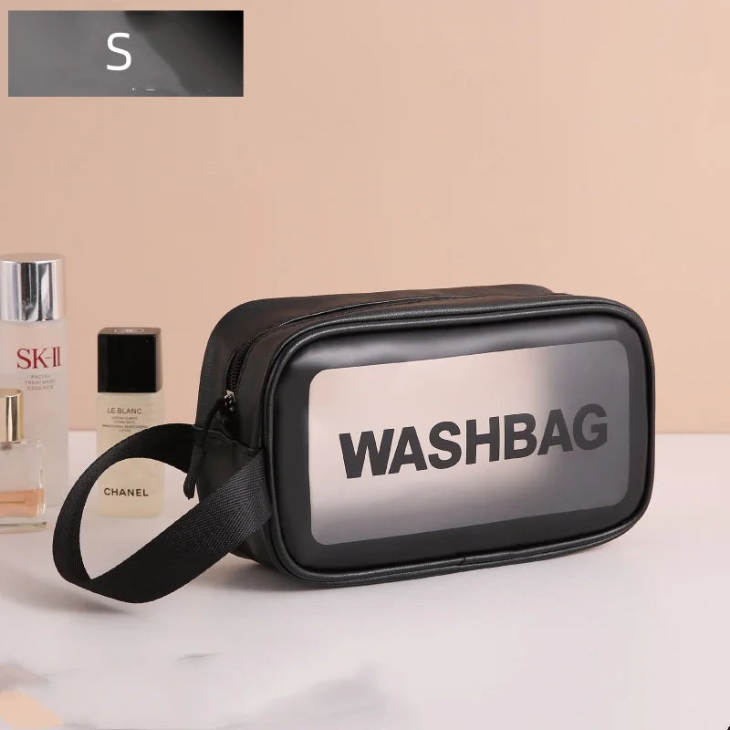 Portable Cosmetic Bag Large Capacity Dust Proof Make Up Storage Handbags PVC Fashion Transparent Travel Bags