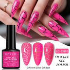 LILYCUTE 7ml Neon Crackle Gel Nail Polish Summer Fluorescent Quick Drying Semi Permanent UV Gel Nail Art Varnish DIY Manicure