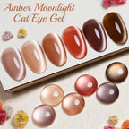 PUETNE 7.5ML Amber Moonlight Cat Magnetic Gel Nail Polish Winter Nails Jelly Glass Cat Eye Soak Off UV Semi-Permanent Varnish
