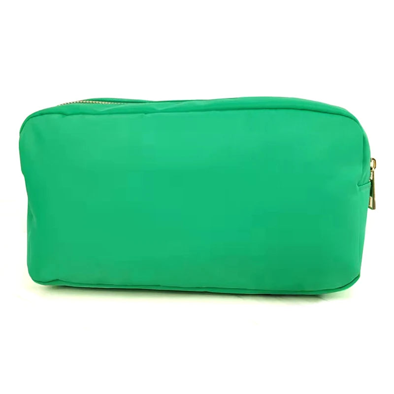 Letter Patch Custom Travel Cosmetic Bag Personalized Nylon Pouch Toiletry Bag Chenille Patch Makeup Toiletries Girl Cosmetic Bag
