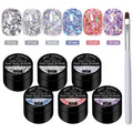 7pcs Glitter Sequins Gel Nail Polish Set Pink Silver Laser Glitter Semi Permanent Soak Off UV Gel Varnish Manicure Nail Supplies