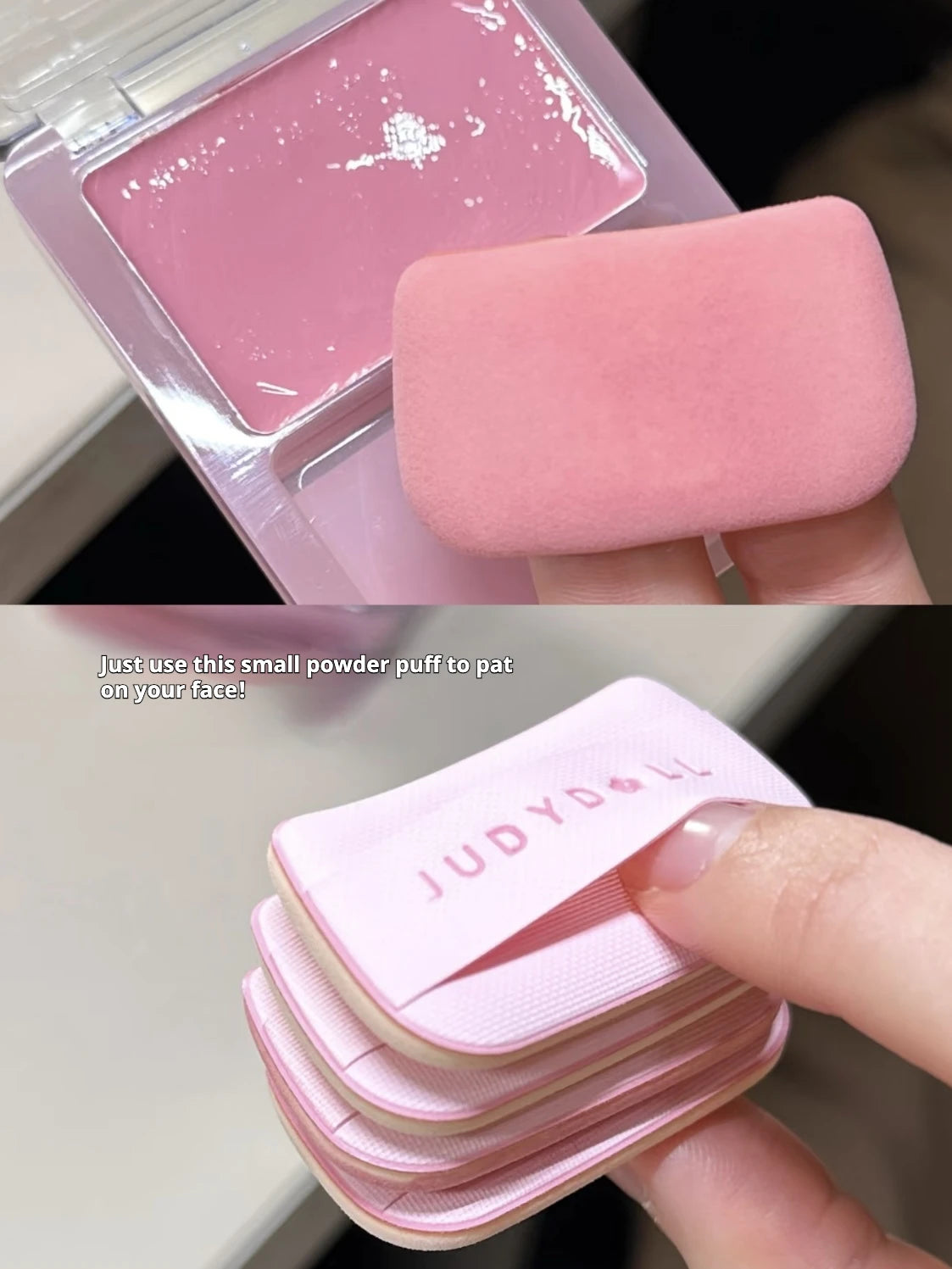 Judydoll Water Light Blusher Cream Mirror Watery Moisturizing Gloss Texture Portable Multipurpose Expanding  With Puff