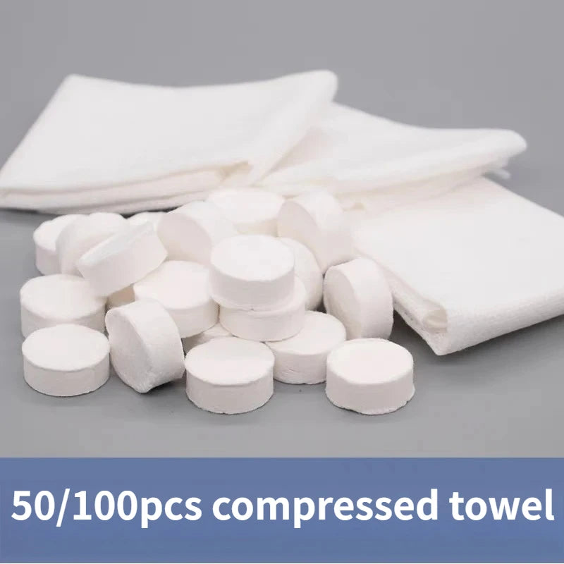 50/100pcs Portable Compressed Towel Disposable Face Cleaning Soft Compressed Hand Wipe Towel Non-Woven Makeup Wipes
