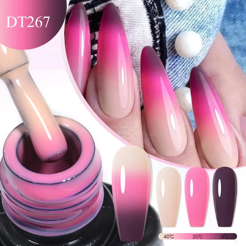 MEET ACROSS 7ml Thermal Gel Nail Polish Ultra-thin 3 Layers Temperature Changing Soak Off Nail Art Gel Varnish For Manicure