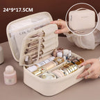 Wholesale PU Large Capacity Tote Makeup Bag Travel Organizer Tolietry Cosmetic Storage Bag Luxury Women Double Layer Pouch