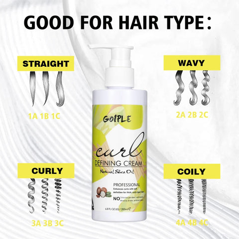 GOIPLE Curl Defining Cream Natural Curls Enhancer for Wave Hair Add Shine and Moisturizing Products Control Frizz Styling Mousse