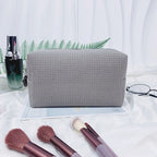 New Waffle Cosmetic Bag, Personalized Monogrammed Toiletry Bag, Embroidered Make Up Bag,Bridesmaid Makeup Bag, Wedding Gifts