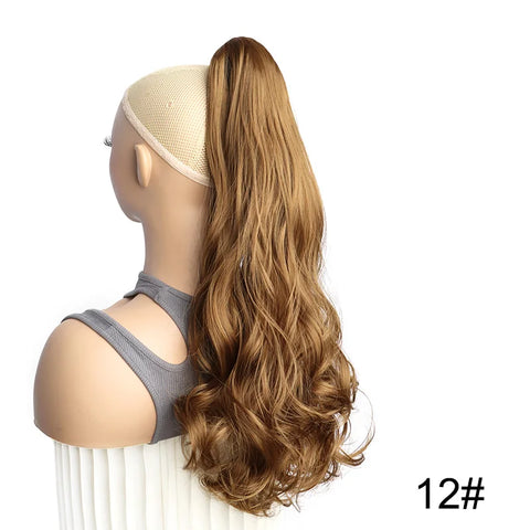 WIGSIN 22Inch Synthetic Long Curly Ponytail Hair Extension Claw Clip in High Temperature Fiber Hairpiece for Women