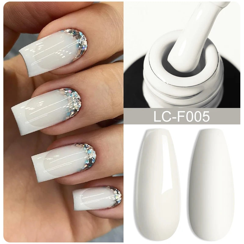 LILYCUTE 7ML Pink Glitter Nail Gel Polish Nude Natural Long Lasting Manicure Soak Off UV LED Nail Art Base Top Coat Gel Varnish