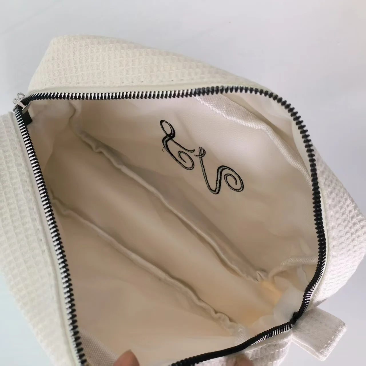 New Waffle Cosmetic Bag, Personalized Monogrammed Toiletry Bag, Embroidered Make Up Bag,Bridesmaid Makeup Bag, Wedding Gifts