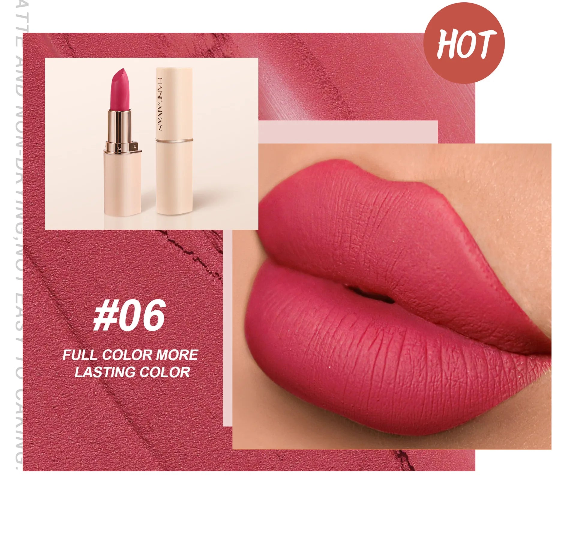 8 Colors Deep Red Matte Lipstick Waterproof Non-Stick Velvet Texture Easy Apply Rose Red Lip Makeup Long-Lasting Cosmetics