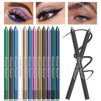 12 Colors Set Glitter&Shimmer  eyeshadow Eyeliner Stick Pack Wearing Smooth Application Versatile Halloween Activity Makeup Pens
