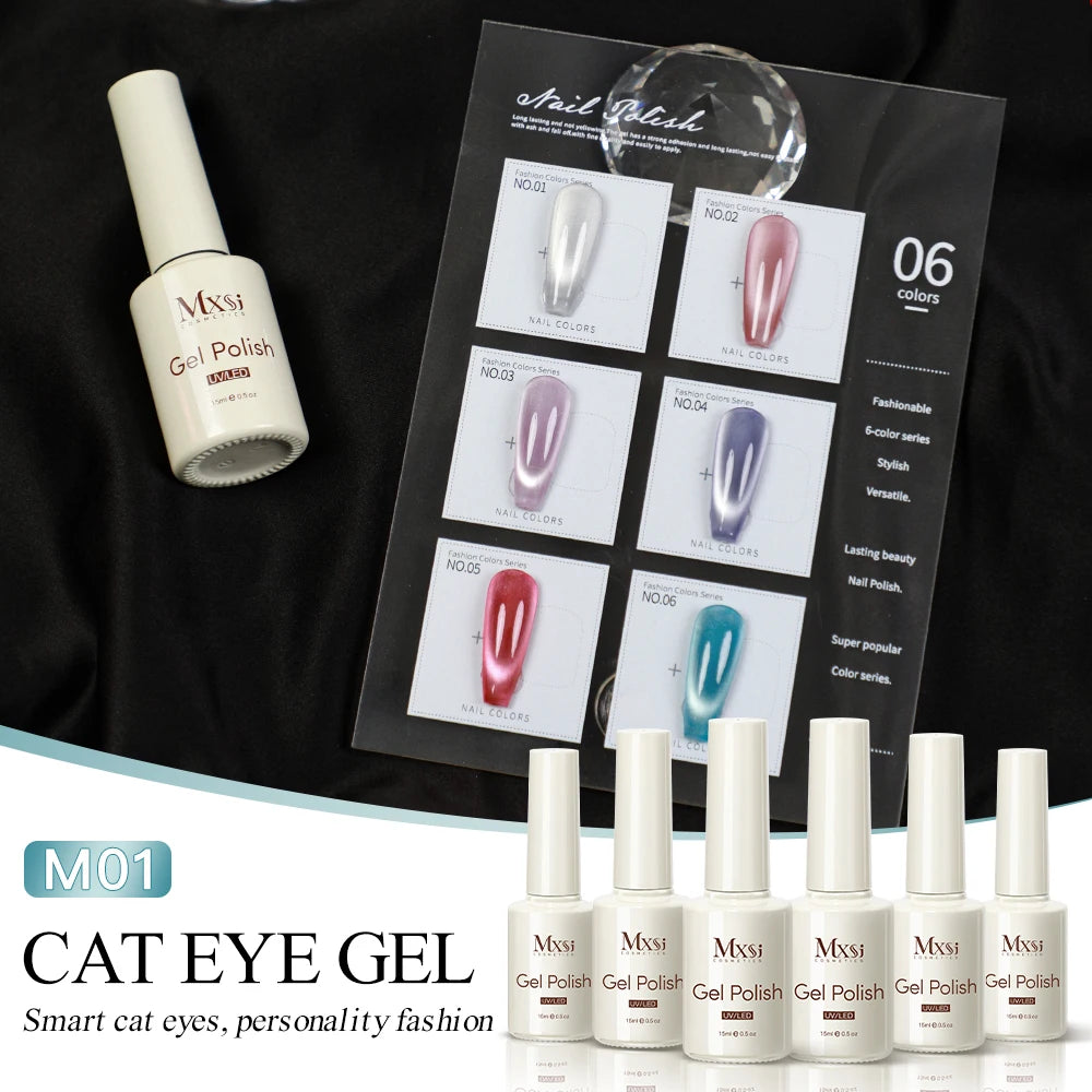 Magnetic Cat Eye Gel Nail Polish Set Red Pink UV Soak Off Gel Varnish Crystal 15ml Cat Eye Gel Lacquer Art Nails With Display