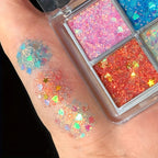 mini 4-Color Glitter Eyeshadow Palette - Pumpkin & Cherry Shades, Blue/Gold/Yellow Tones For Cosplay & Party Makeup