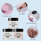 NOCIS Acrylic Nail Kit-Keratin Acrylic Powder with Castor Oil Vitamin E Nail Primer Nail Glue French Tips Pink Rhinestones Complete Tools Everything for Beginners DIY Home Salon Christmas Gift.