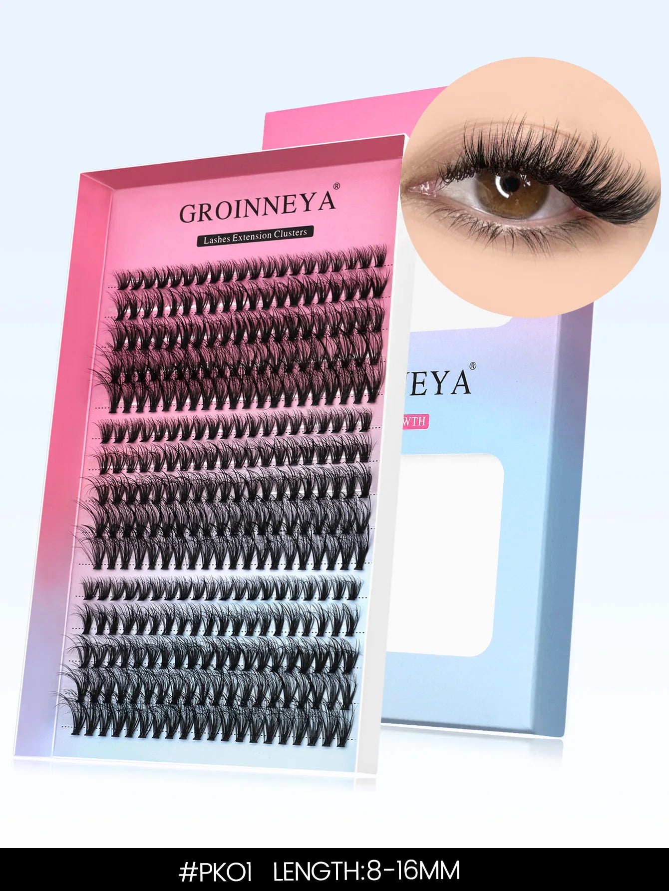 GROINNEYA DIY Eyelashes Cluster Lashes Lash Extension Natural Soft 100% Handmade Mink Lashes Reusable Makeup