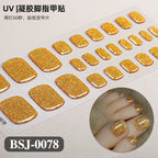 26Tips French Leopard Print UV Gel Toenail Sticker Bronzing Dye Gradient Cross-border Semi Baked Gel Nail Sticker UV Lamp Needed