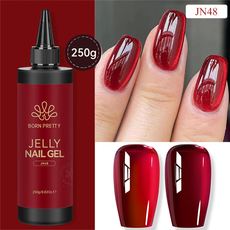 BORN PRETTY 250g Light Pink Jelly Gel Nail Polish Nude Milky White Peach Translucent Color UV LED Soak Off Nail Salon Varnish