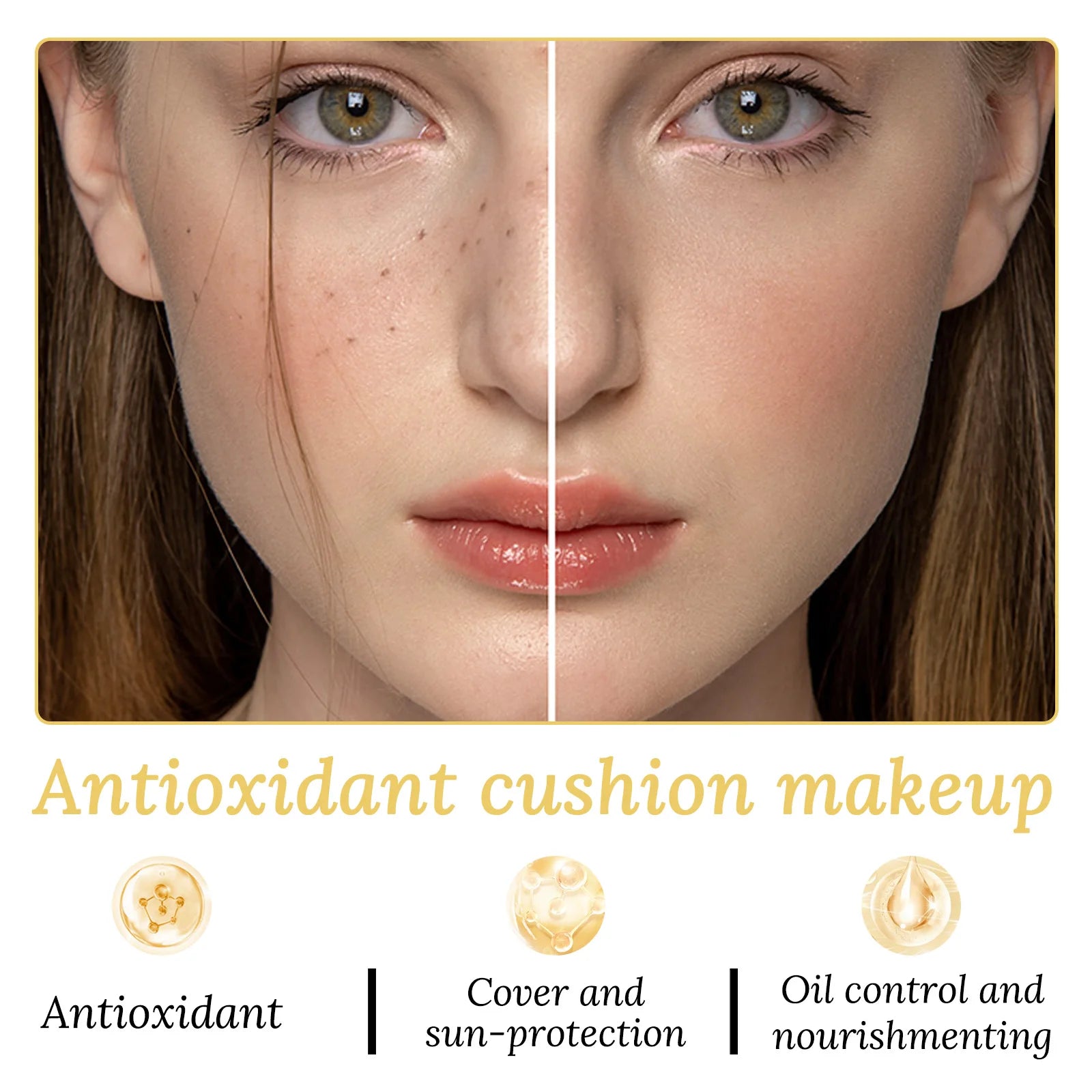 2 IN 1 Air Cushion Foundation+Matte Face Pressed Powder Makeup BB Cream Concealer Oil-control Waterproof Long-lasting Cosmetics