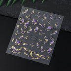 Nails Stickers Purple Blue Brown Ink Design Decals Gold Decorations Art Self-Adhesive Holographic Gel Slider Manicure Supplies