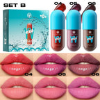 4-in-1 Lip Kit Lip Stain Gloss Liner & Blush, 3 Colors Multipurpose Liquid Lipstick Set, Waterproof Long Lasting,Makeup Gift Set