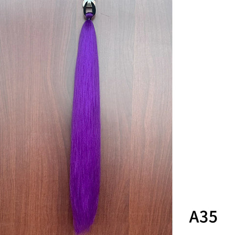 Synthetic Purple Ponytail Extension with Rubber Band Long Straight DIY Braided Pony Tail Hairpiece Women Hair Accessories