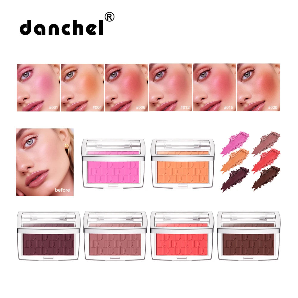 6 Colors Matte Embossed Blush Rosy Blusher Facial Blush Powder High Pigmented Pink Coral Rouged For Cheeks Smooth Cosmetics