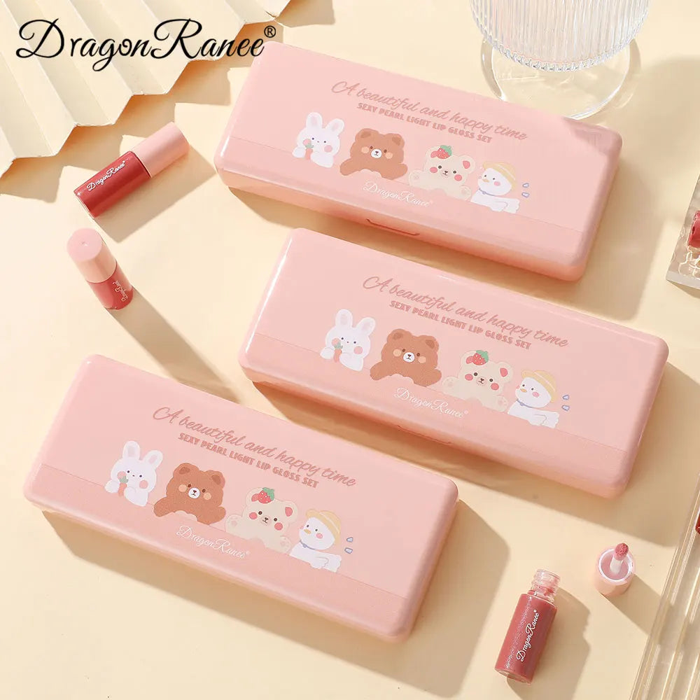 Set of 10 Shimmering Lip Glosses, Easy to Apply, Lip Glaze, Lipstick, Non-Stick Cup, Non-Fading, Moisturizing, Shiny Lip Gloss, Glass Lip, Shimmering Pearlescent Lip Gloss Set